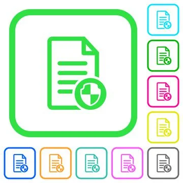 Document protect vivid colored flat icons Stock Illustration