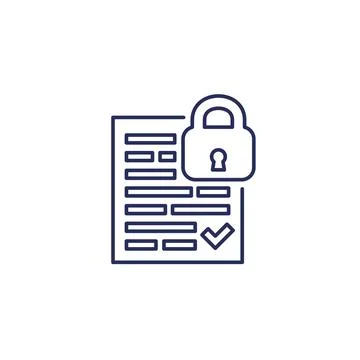 Document protection and data security line icon Illustrazione stock