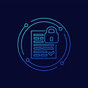 Document protection and data security line icon イラスト素材