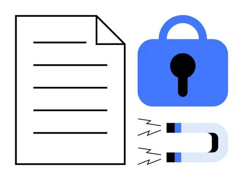 Document Protection and Data Security with a Magnet Lock 스톡 일러스트