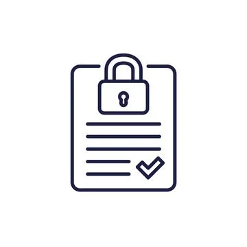 Document protection and data security icon in line design 스톡 일러스트