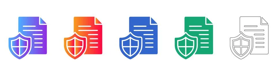 Document Protection and Security Icons Set Stock Illustration