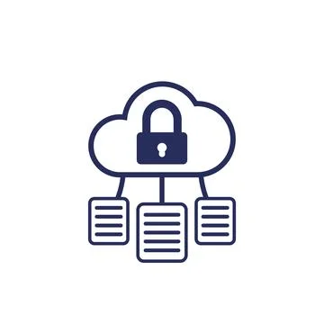 Document protection in cloud icon on white 스톡 일러스트