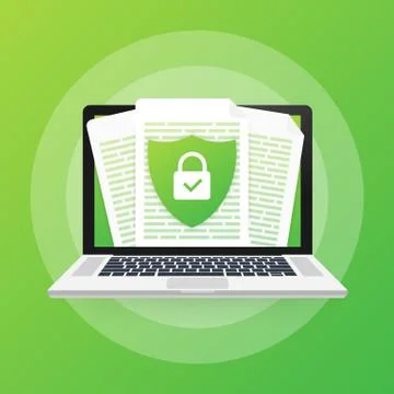 Document protection concept, confidential information and privacy. Secure dat Illustrazione stock