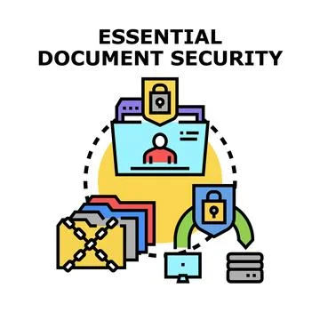 Document protection concept with data cybersecurity measures Stock Illustration