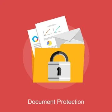 Document protection, data protection, or document management concept illustra Stock Illustration
