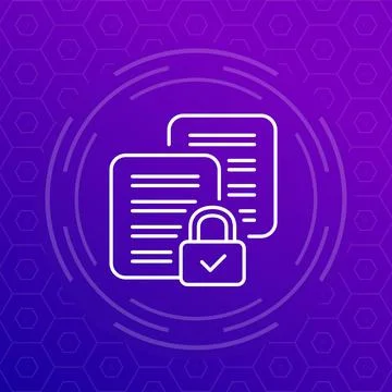 Document protection icon, data security linear Stock Illustration