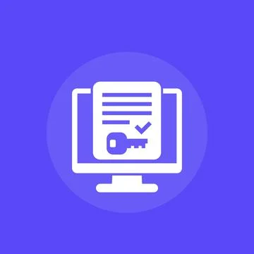 Document protection icon with a key Stock Illustration