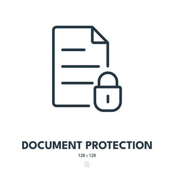 Document Protection Icon. Security, Access, Privacy. Editable Stroke Stock Illustration