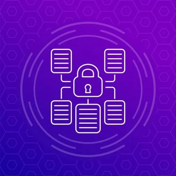 Document protection line icon with a lock Illustrazione stock