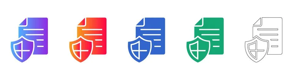 Document Protection Security File Icons Stock Illustration