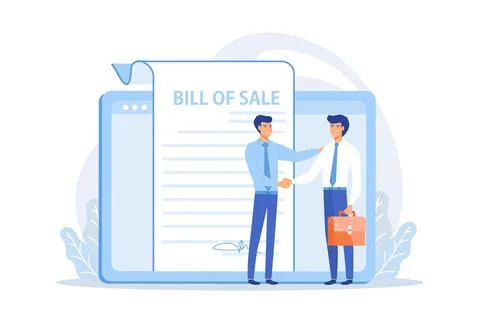 Document for purchase. Customer and purchaser deal. Buying contract. Bill o.. Stock Illustration