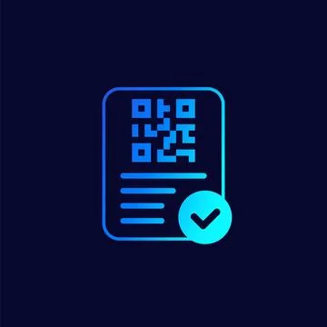 Document with qr code icon on dark Stock Illustration