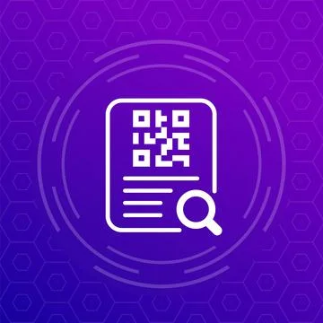 Document with qr code icon, vector Stock Illustration