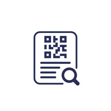 Document with qr code icon on white Stock Illustration