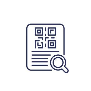 Document with qr code line icon Stock Illustration