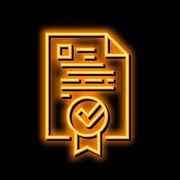 Document quality neon glow icon illustration 스톡 일러스트
