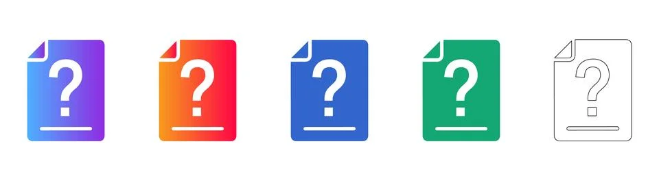 Document Question Mark Icon Set Stock Illustration