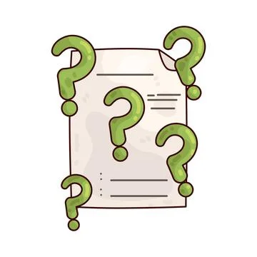 Document with question marks illustration Illustrazione stock