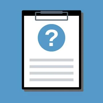 Document with question sign blue round icon in clipboard 스톡 일러스트