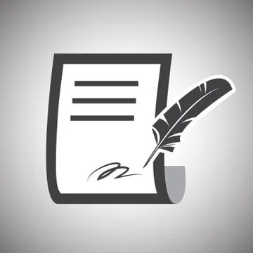 Document with quill/paper icon Stock Illustration