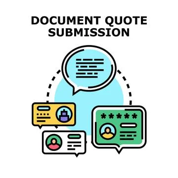 Document quote submission process for online user engagement Stock Illustration