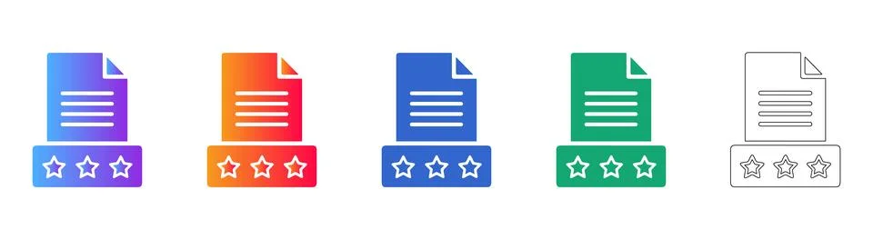 Document Rating Icons with Star System Stock Illustration