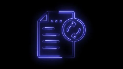 Document with recycle arrows neon style business process automation digital file Stock Footage 322989194