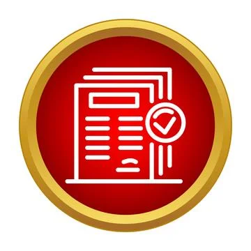 Document with red checkmark showing approval Stockillustratie