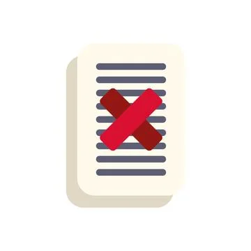 Document with red cross symbolizing deletion or error Stock Illustration