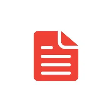 Document Red Icon On White Background. Red Flat Style Vector Illustration Stock Illustration