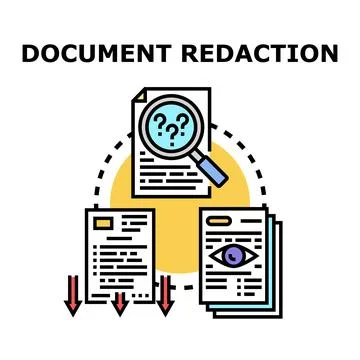 Document redaction process protecting confidential sensitive information Stock Illustration