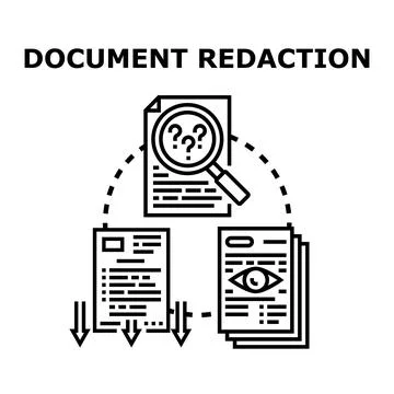 Document redaction process protecting confidential sensitive information Stock Illustration