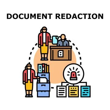 Document redaction process securing confidential information Stock Illustration