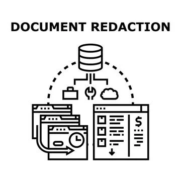 Document redaction process securing confidential information system Stock Illustration
