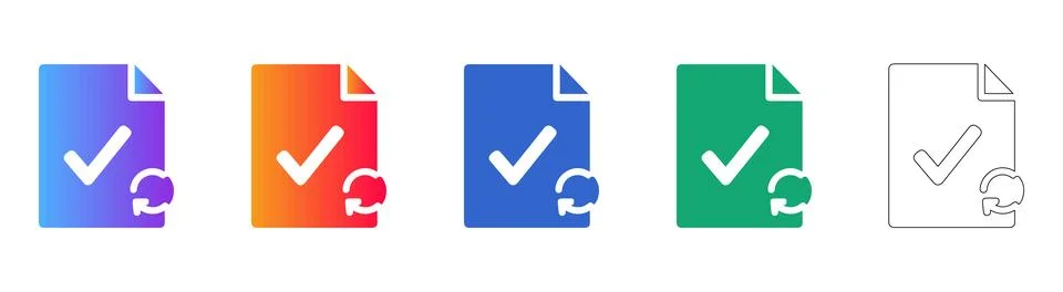 Document Refresh and Completion Icon Set Illustrazione stock