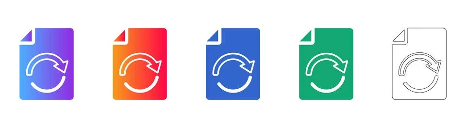 Document Refresh and Sync File Icons Stock Illustration