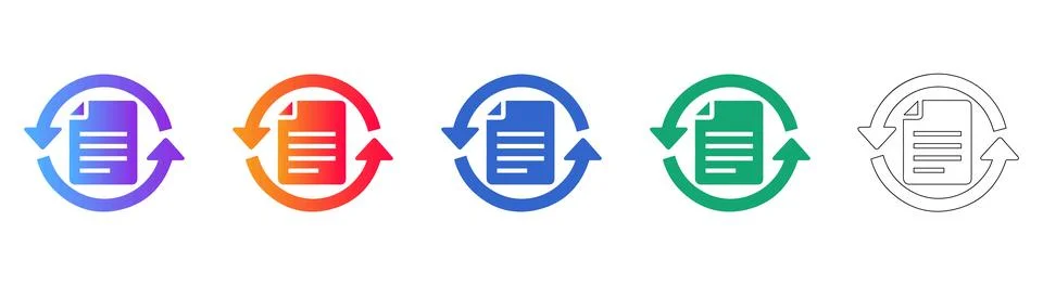 Document Refresh and Sync Icons Stock Illustration