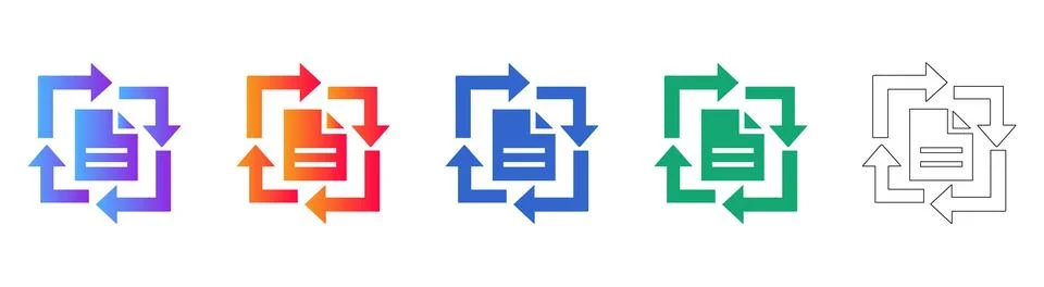 Document Refresh and Sync Icons Set Stock Illustration