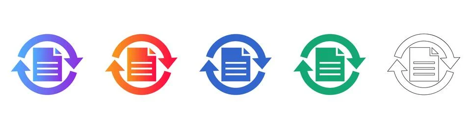 Document Refresh and Sync Icons Stock Illustration