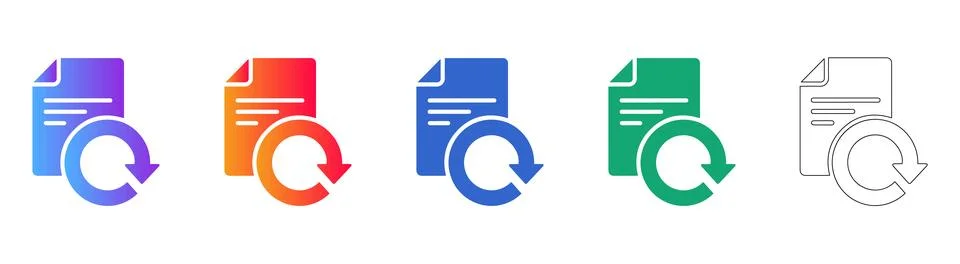 Document Refresh Cycle Icon Set Illustrazione stock