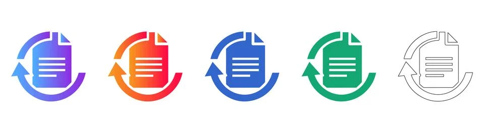 Document Refresh Icons Set with Colorful and Outline Styles Stockillustratie