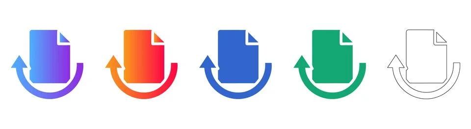 Document Refresh Reload File Icon Set Illustrazione stock