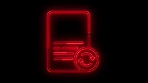 Document refresh symbol glowing neon red Stock Footage 328387253