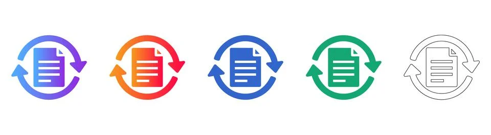 Document Refresh Sync Cycle Icons Set Stock Illustration