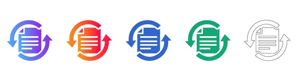 Document Refresh Sync Icons Set Stock Illustration