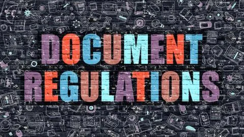 Document Regulations on Dark Brick Wall Illustrazione stock