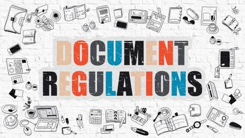 Document Regulations on White Brick Wall Stockillustratie