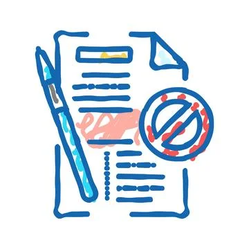 Document reject icon doodle illustration 库存插图