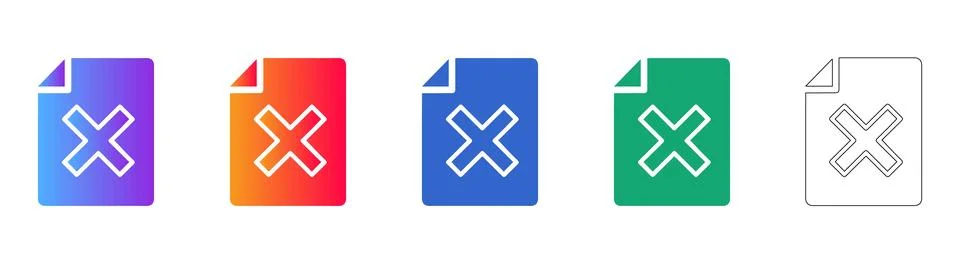 Document Rejection and Error Icon Set 库存插图